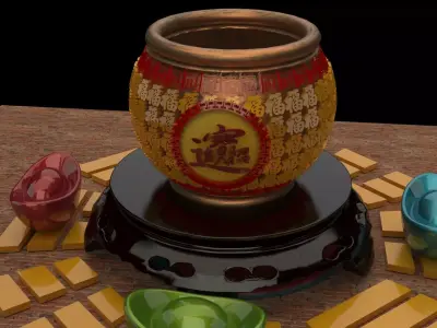 Chinese treasure pot   3D model