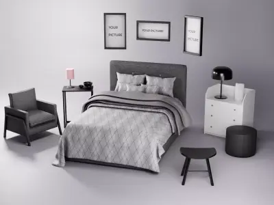 KIT - Modern Bedroom Adustable Drawer - Alex Jun 3D model