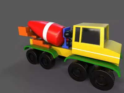Toy Concrete Mixer Truck Low-poly 3D model