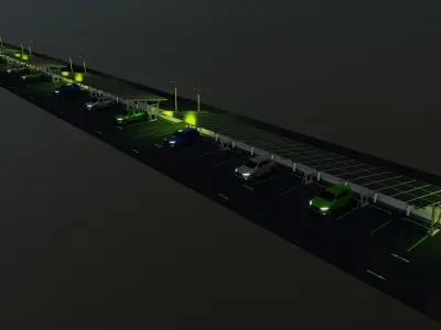 Low Poly Solar Carport Type-1 Pack Low-poly 3D model