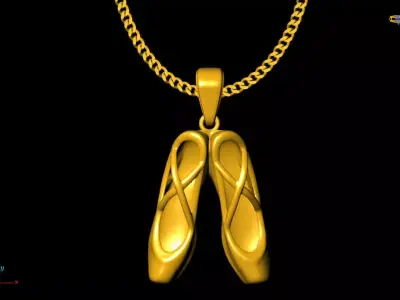 ballerina shoes pendant charms - one inch pendant 3D print model