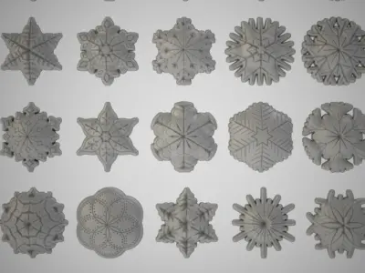 Snowflakes golden snowflake 3D print model