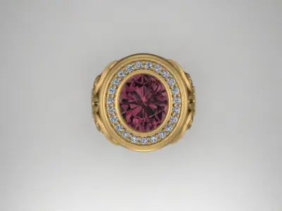 Ring with sapphire and with diamonds 3D print model