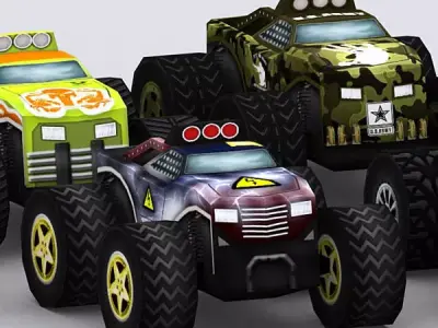 3DRT - Road Rush Monster Trucks  Low-poly 3D model