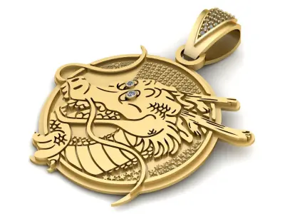 CHINESE DRAGON COIN PENDANT 3D PRINTABLE MODEL 3D print model