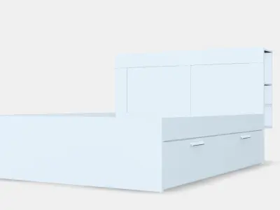 BRIMNES Bed frame w storage and headboard 8 Low-poly 3D model