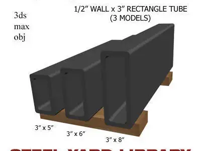 1 2in Wall x3in Rectangel Tube 3D model