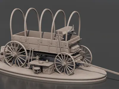 Diorama I modeled of a Chariot of the American West 3D print model