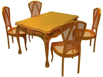 classical Dining set Low-poly 3D model