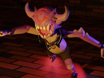 Hellish monster character Low-poly 3D model