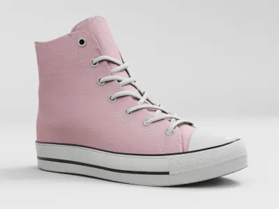 Converse All Star Style Unisex - Shoe Pink PBR Low-poly 3D model