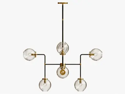 bistro globe clear glass chandelier 8 3D model