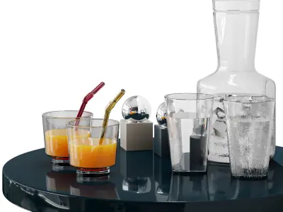 Set of drinks with Roche Bobois end table-bar Lift Flower 3D model