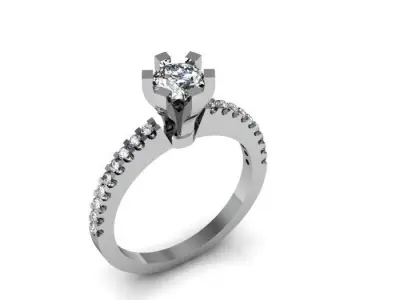 solitaire ring 3D print model 30