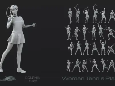24 Tennis figures 3D model