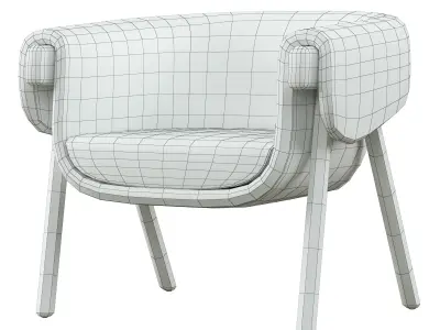 Monica chair with wooden legs and fabric 3D model
