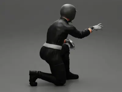 Drag Racing driver sitting in a gas mask 3D print model