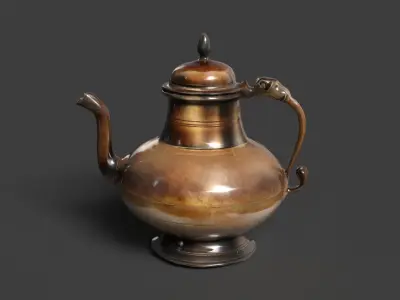 Chinese brass teapot figure  Low-poly 3D model
