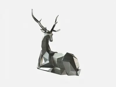Reindeer 3D print model metal deer sculpture 3D print model
