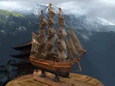 Chinese  sail boat 3D model