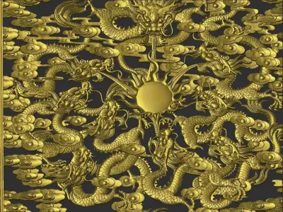 dragons metal plate with pattern 3D print model