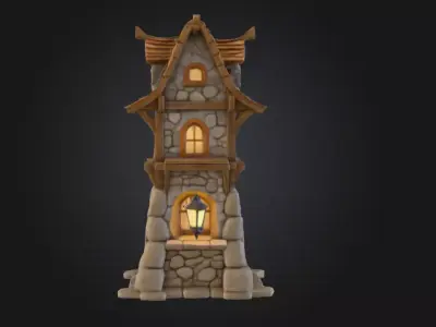 Stylized Medieval House Low-poly 3D model