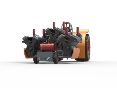 Pulling tractor with 3 turbo engines V12 Scale 1 to 25 3D print model