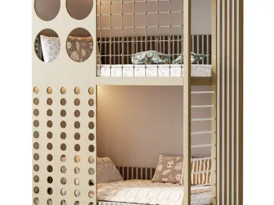 Bunk bed for kids 08 3D model