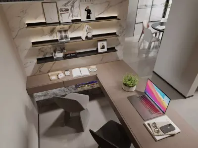 Modern living room dining room interior scenes 360 3D model