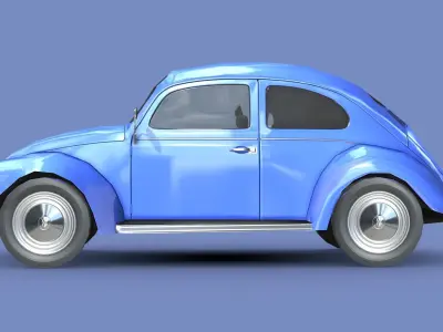 Volkswagen Beetle 1949 Low-poly 3D model