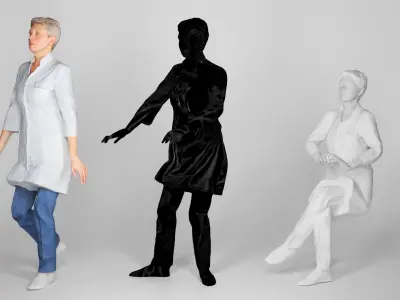 Animated medical doctor female walking sitting working 141 Low-poly 3D model