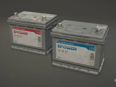 Car Battery 62 6CT 12 Volt - PBR Game Ready LODs Low-poly 3D model