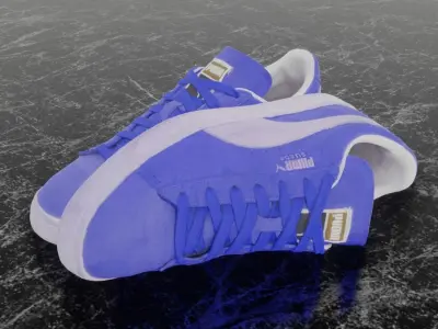 PUMA 3D SHOES - BLUE - SUEDE Low-poly 3D model