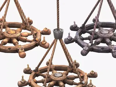 Pirate Chandelier Low-poly 3D model