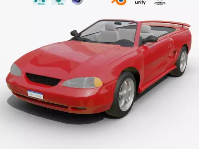 Convertible Sports Car Realistic and Game Ready Asset 3D model