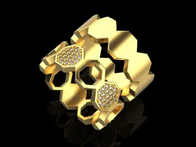 Bee Honeycomb ring 255 3D print model
