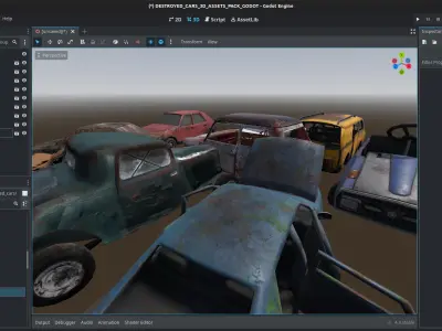 100 Realistic Destroyed Cars 3D Assets Pack For Godot Vol 1 Low-poly 3D model
