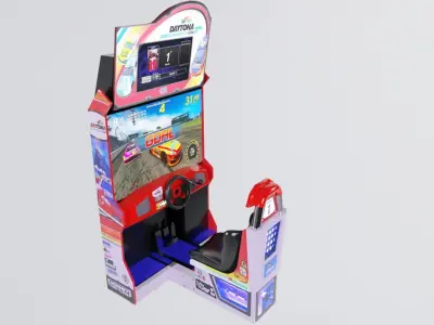 Low Poly PBR Daytona car racing game machine Low-poly 3D model