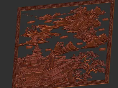 ancient Chinese painting of bas-relief  3D print model