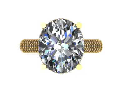 Oval shaped Ring with under Halo and pave setting on the shank 3D print model