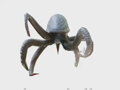 Bioluminescent Tentacle Creature with Multi-Limbed Body Low-poly 3D model