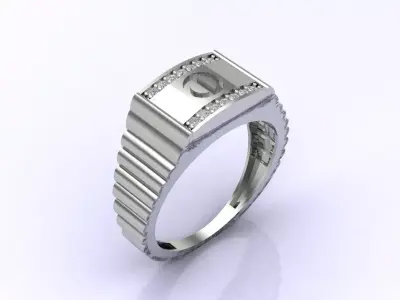 Print Ready STL 3DM  Gents Rings Diamond Men Ring  3D print model 10