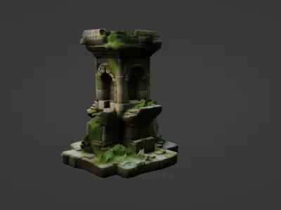 Ancient Crumbling Watchtower Ruin 3D model