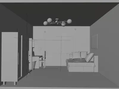 modern little bedroom 3D model