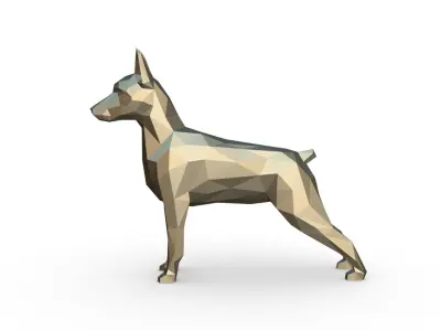 Pinscher low poly doberman 3D print model