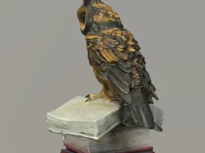 Owl statuette 3D scan LoRes and HiRes Low-poly 3D model