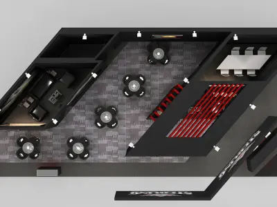 Booth Exhibition Stand 3 Side Open 3D model