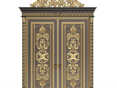 Carved Door Classic 01501 Black Low-poly 3D model