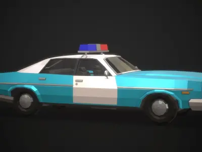 Low-Poly Retro Police Car 01 Low-poly 3D model