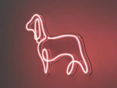 Dachshund Dog 1 - Neon Sign 3D model